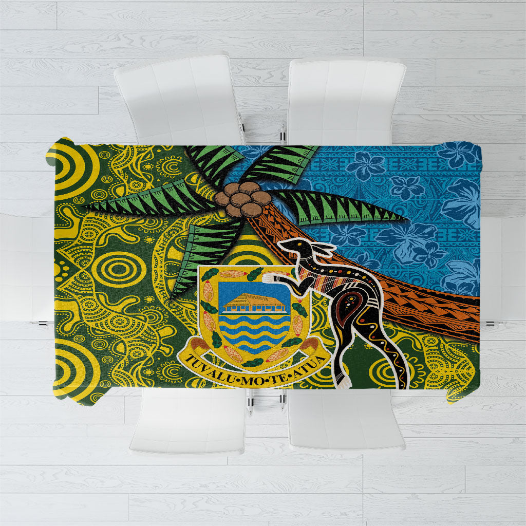 Tuvalu and Australia Together Tablecloth Tapa Pattern and Aboriginal mix Culture LT03 Multicolor - Polynesian Pride