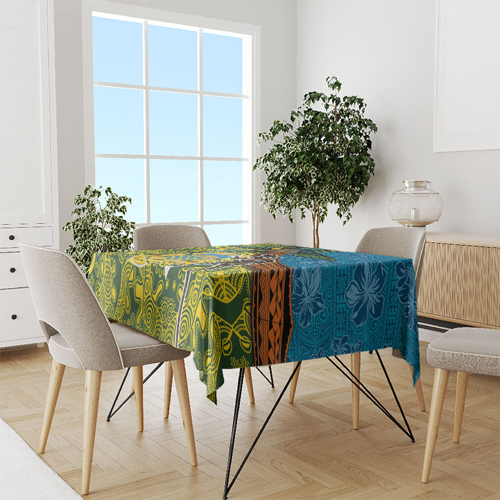 Tuvalu and Australia Together Tablecloth Tapa Pattern and Aboriginal mix Culture LT03 - Polynesian Pride