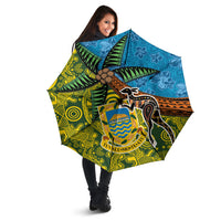 Tuvalu and Australia Together Umbrella Tapa Pattern and Aboriginal mix Culture LT03 - Polynesian Pride