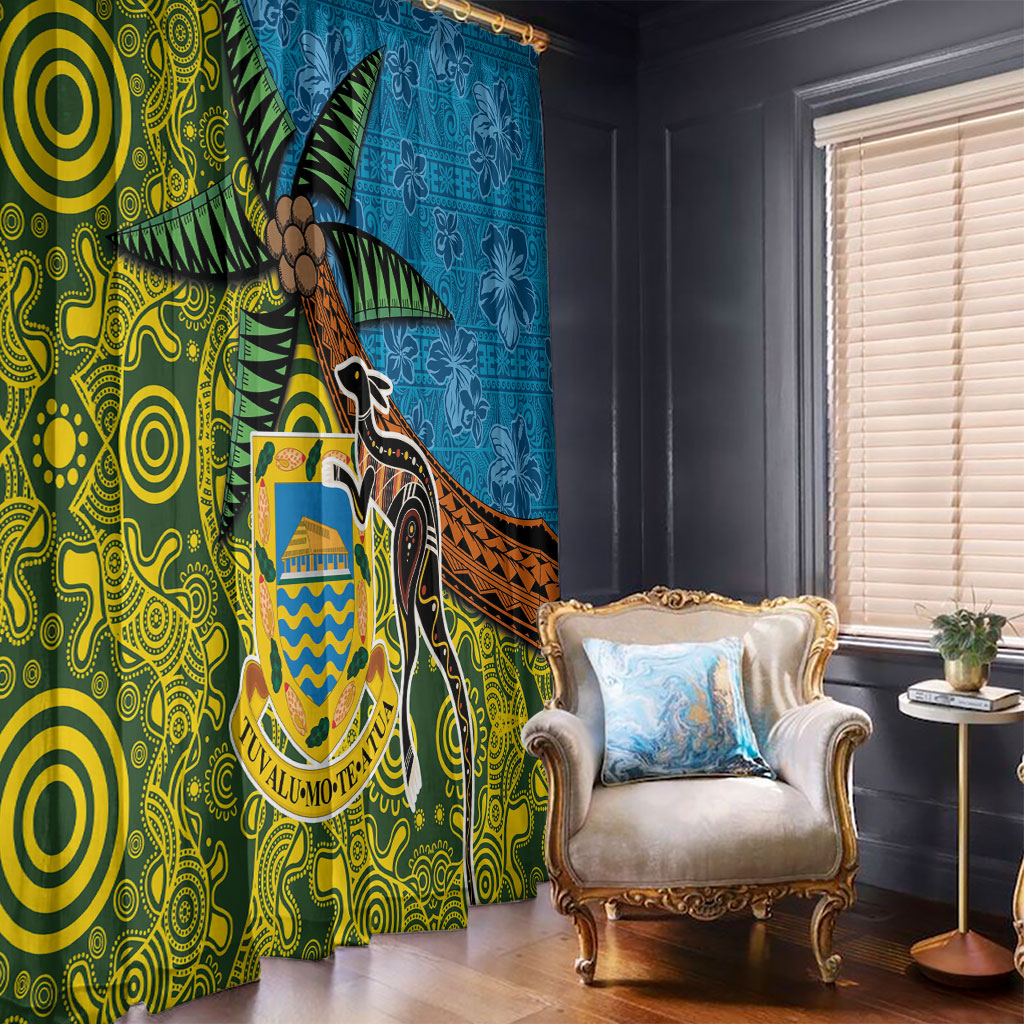 Tuvalu and Australia Together Window Curtain Tapa Pattern and Aboriginal mix Culture LT03 - Polynesian Pride