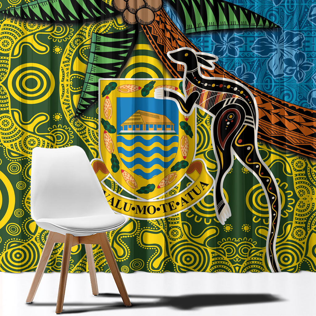 Tuvalu and Australia Together Window Curtain Tapa Pattern and Aboriginal mix Culture LT03 - Polynesian Pride