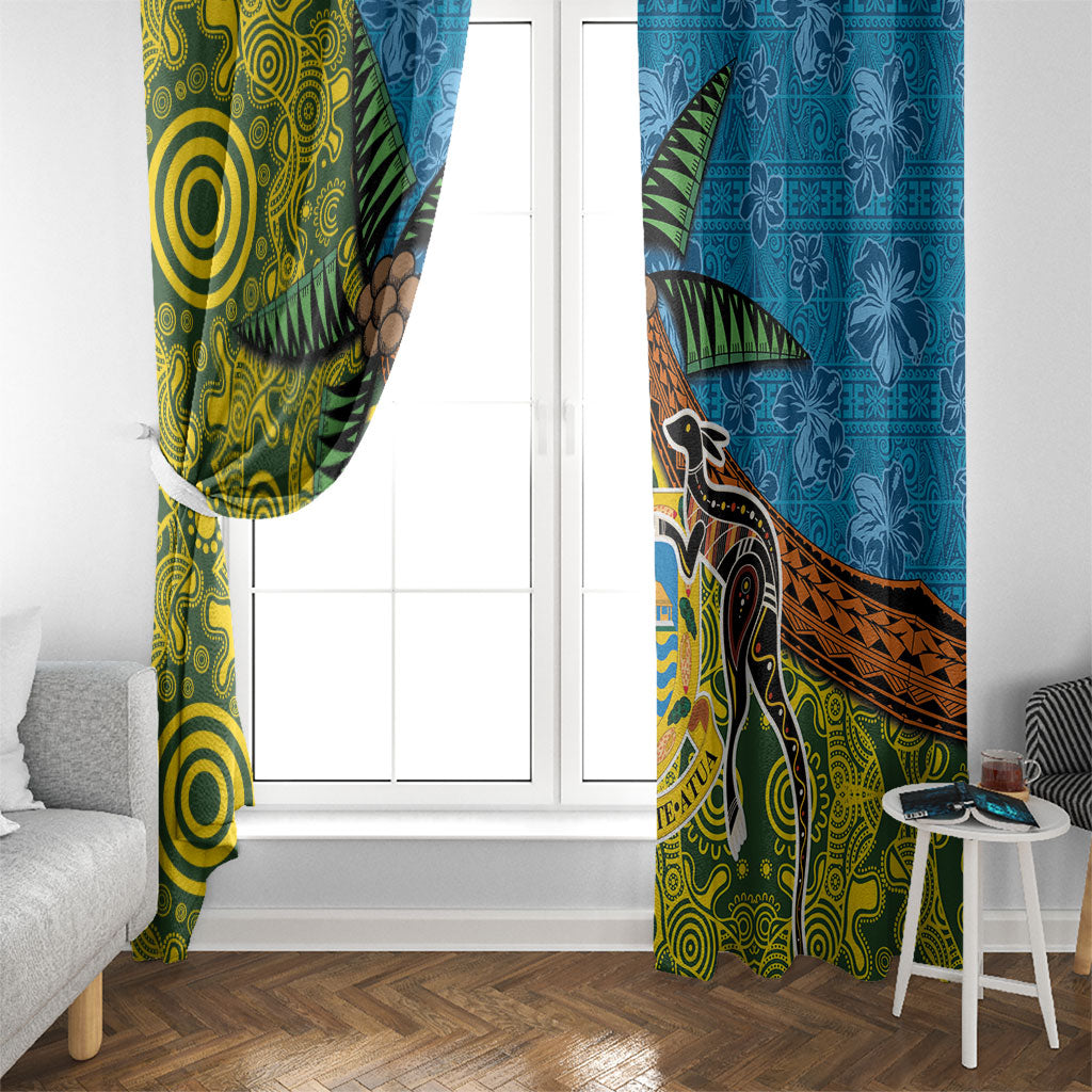 Tuvalu and Australia Together Window Curtain Tapa Pattern and Aboriginal mix Culture LT03 - Polynesian Pride