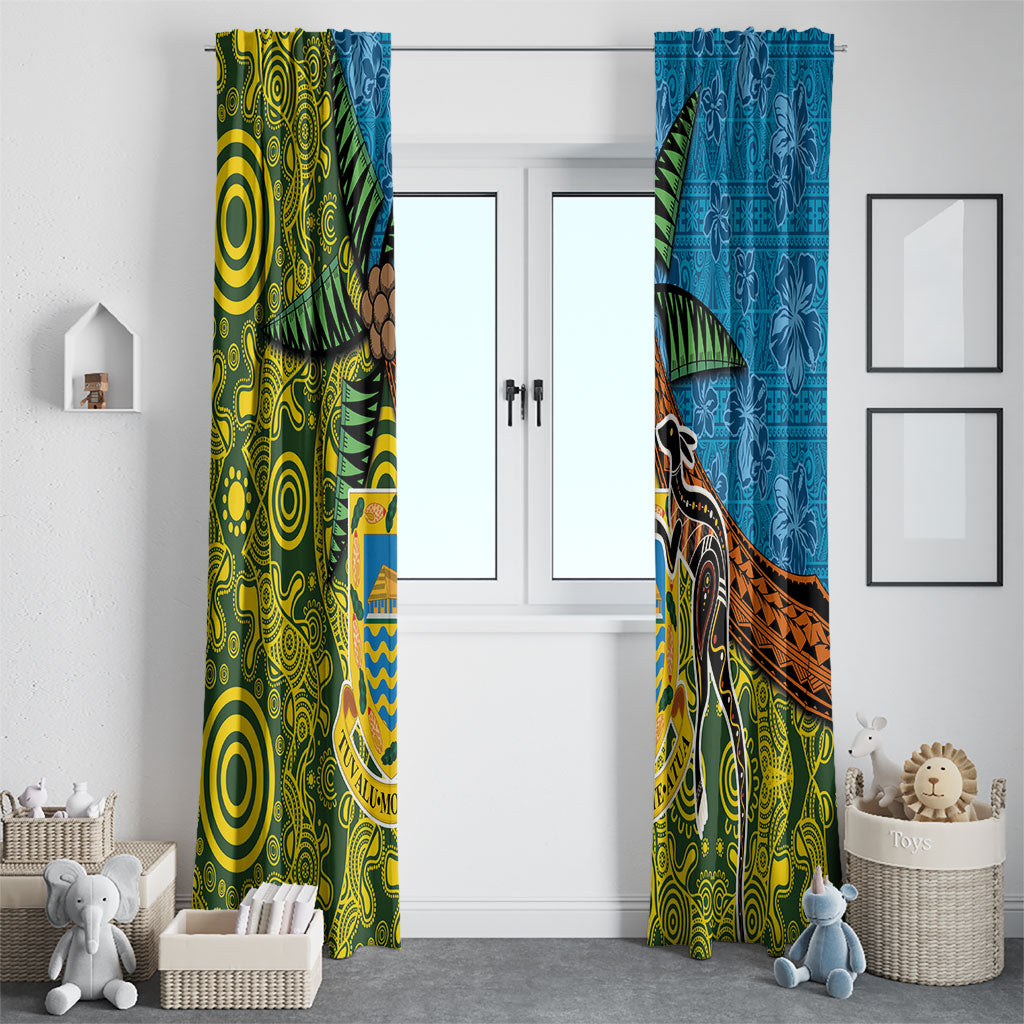Tuvalu and Australia Together Window Curtain Tapa Pattern and Aboriginal mix Culture LT03 - Polynesian Pride