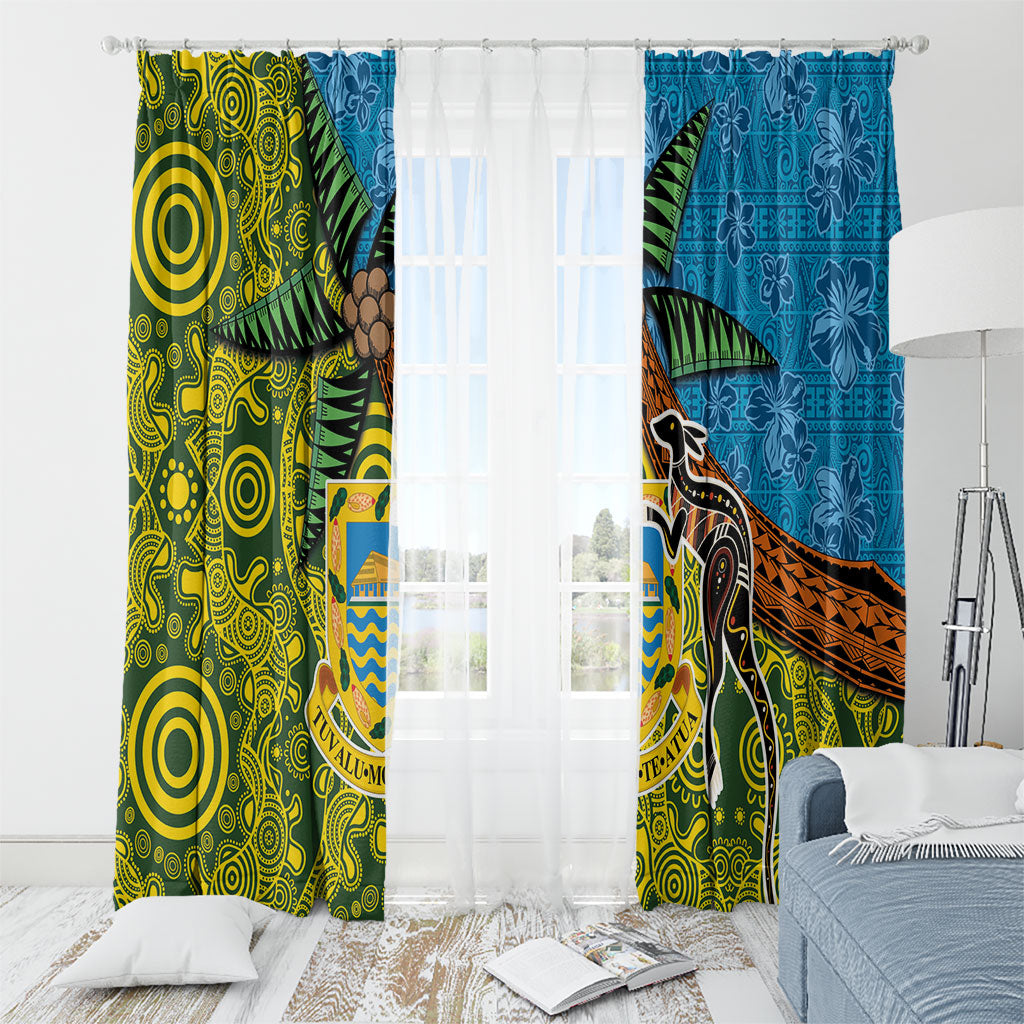 Tuvalu and Australia Together Window Curtain Tapa Pattern and Aboriginal mix Culture LT03 - Polynesian Pride