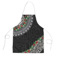 Fiji Hibiscus Apron Tapa Masi Motifs with Tropical Plants LT03 Black - Polynesian Pride