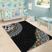 Fiji Hibiscus Area Rug Tapa Masi Motifs with Tropical Plants LT03 - Polynesian Pride