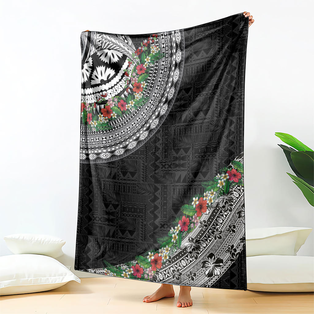 Fiji Hibiscus Blanket Tapa Masi Motifs with Tropical Plants LT03 - Polynesian Pride