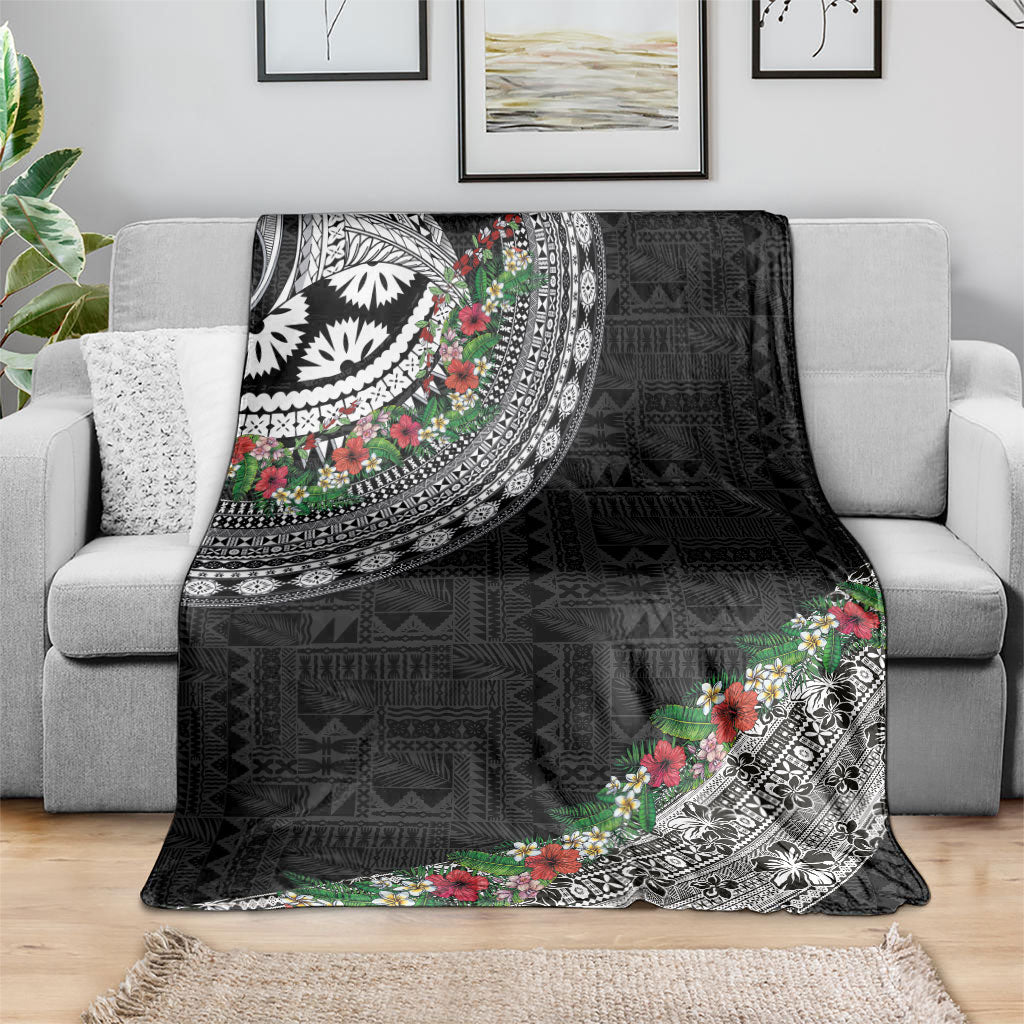 Fiji Hibiscus Blanket Tapa Masi Motifs with Tropical Plants LT03 - Polynesian Pride