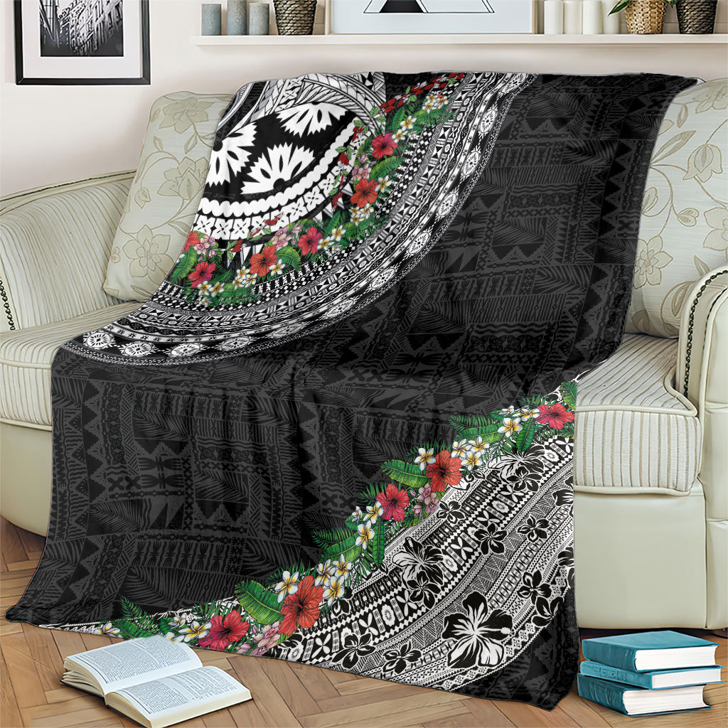 Fiji Hibiscus Blanket Tapa Masi Motifs with Tropical Plants LT03 - Polynesian Pride