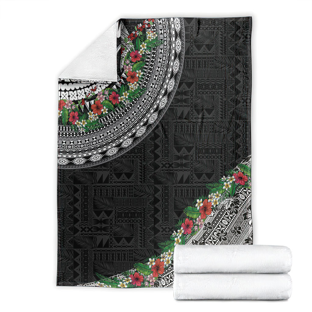 Fiji Hibiscus Blanket Tapa Masi Motifs with Tropical Plants LT03 - Polynesian Pride