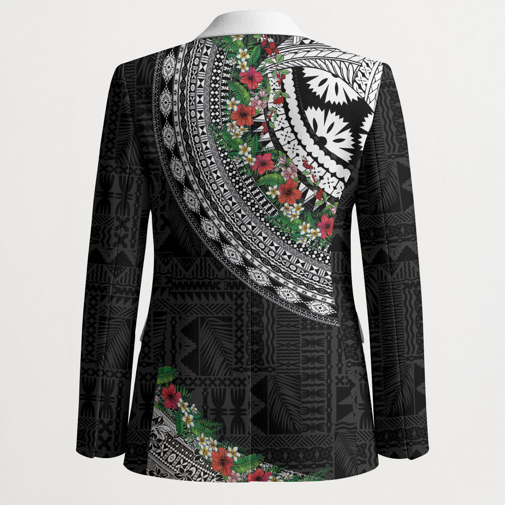 Fiji Hibiscus Blazer Tapa Masi Motifs with Tropical Plants LT03 - Polynesian Pride