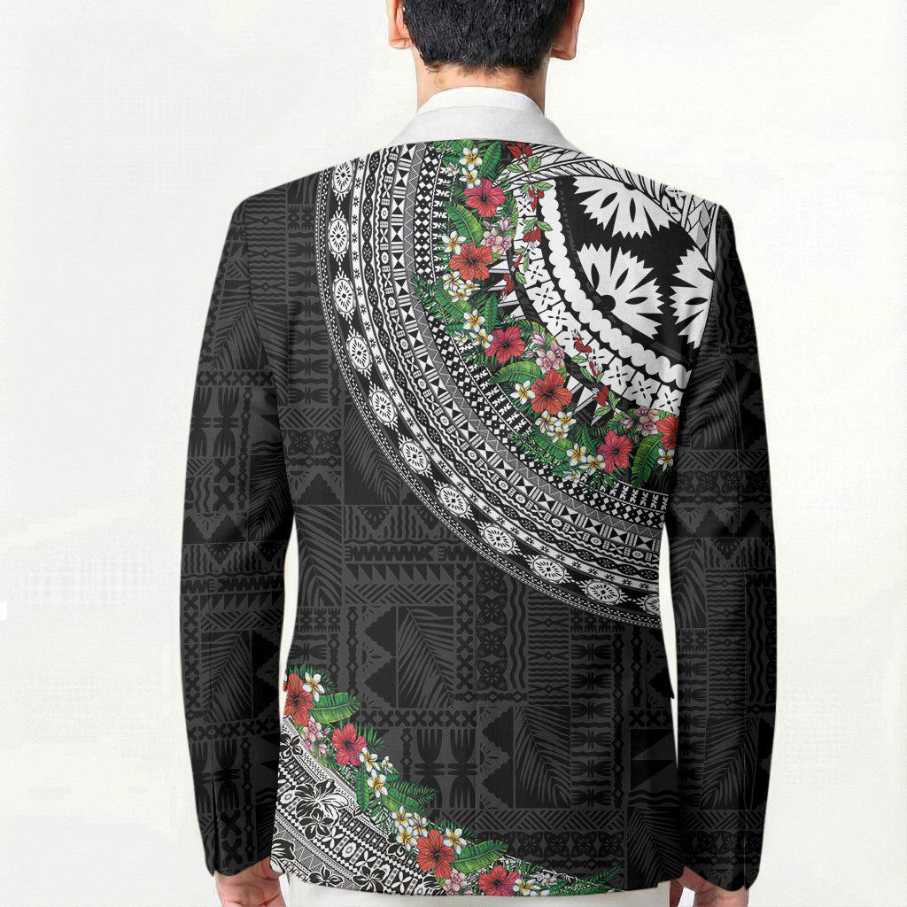 Fiji Hibiscus Blazer Tapa Masi Motifs with Tropical Plants LT03 - Polynesian Pride