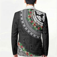 Fiji Hibiscus Blazer Tapa Masi Motifs with Tropical Plants LT03 - Polynesian Pride