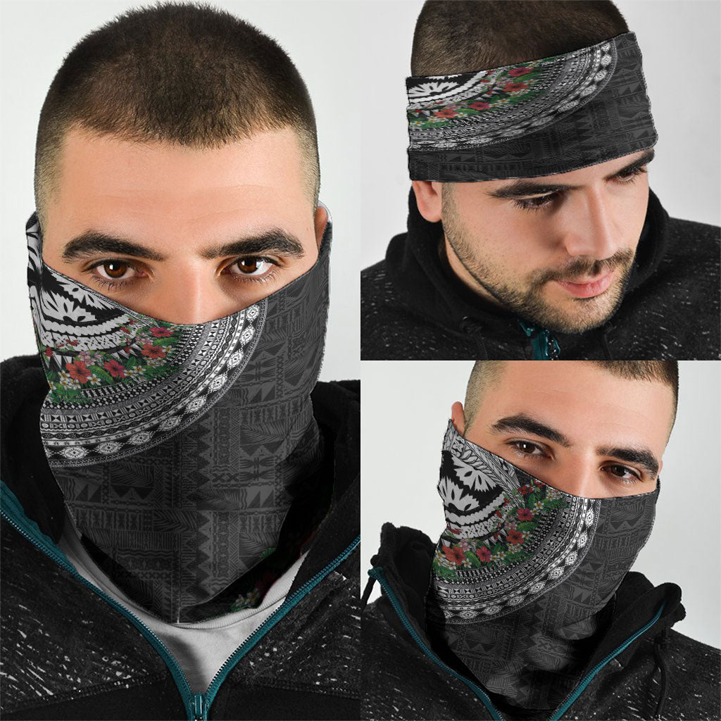Fiji Hibiscus Neck Gaiter Tapa Masi Motifs with Tropical Plants LT03 - Polynesian Pride