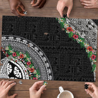 Fiji Hibiscus Puzzle Tapa Masi Motifs with Tropical Plants LT03 - Polynesian Pride