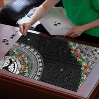 Fiji Hibiscus Puzzle Tapa Masi Motifs with Tropical Plants LT03 - Polynesian Pride
