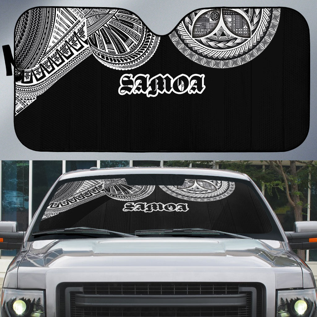Samoa Traditional Tattoo Auto Sun Shade Tribal Tatau Pattern LT03 Black - Polynesian Pride