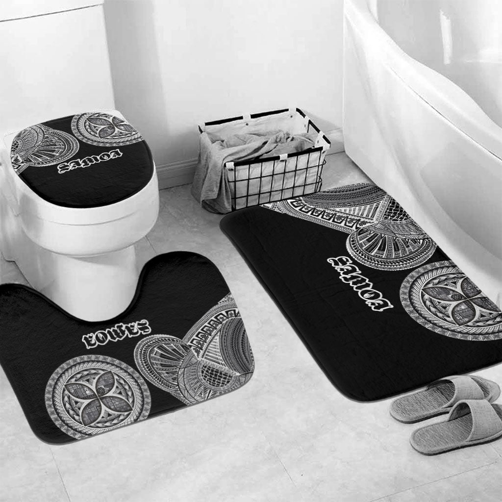 Samoa Traditional Tattoo Bathroom Set Tribal Tatau Pattern LT03 Mat Set Only (3 pcs) One Size Black - Polynesian Pride