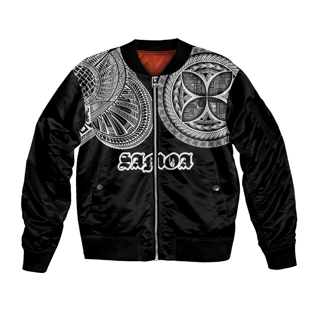 Samoa Traditional Tattoo Sleeve Zip Bomber Jacket Tribal Tatau Pattern LT03 Unisex Black - Polynesian Pride