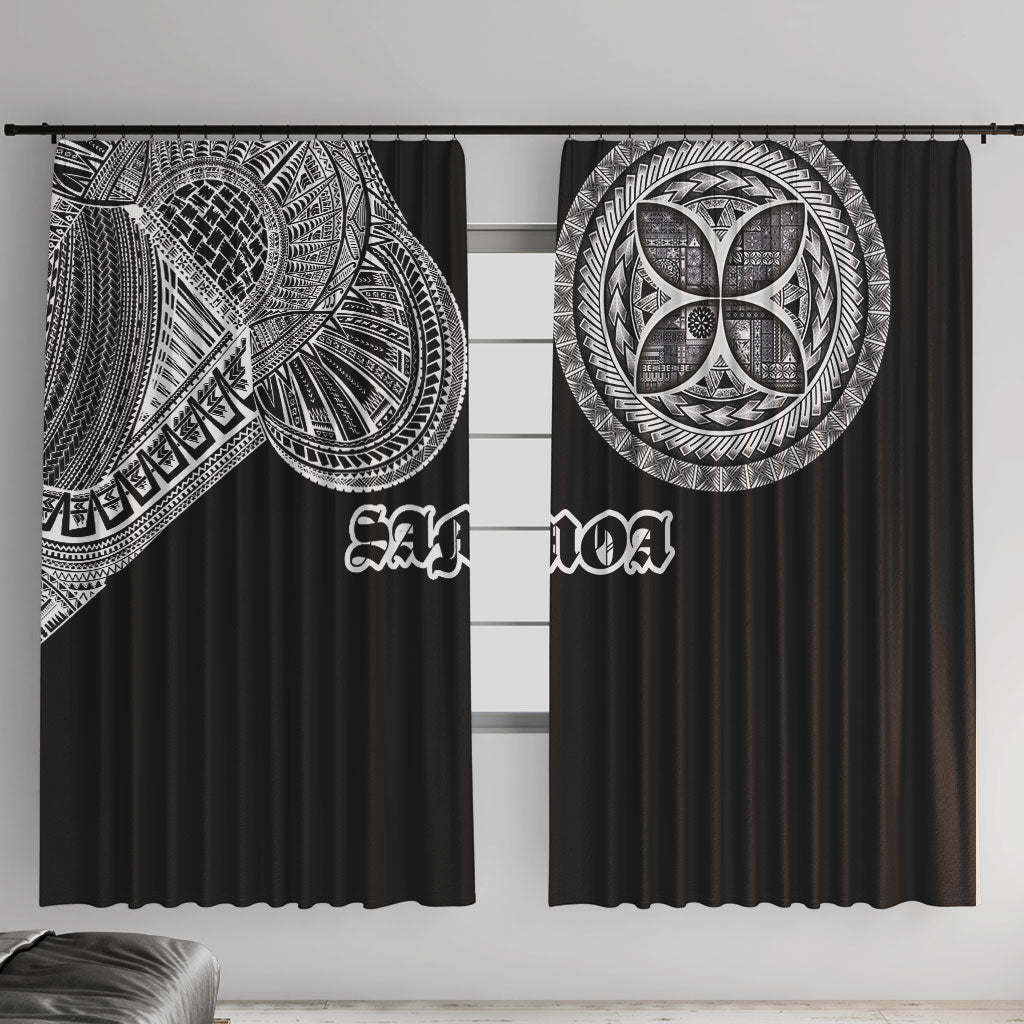 Samoa Traditional Tattoo Window Curtain Tribal Tatau Pattern LT03 With Hooks Black - Polynesian Pride