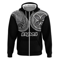 Samoa Traditional Tattoo Zip Hoodie Tribal Tatau Pattern LT03 Zip Hoodie Black - Polynesian Pride