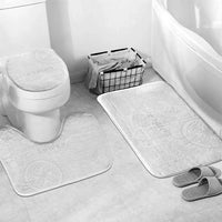 Samoa Lotu Tamaiti Bathroom Set Tribal Tatau with Siapo Pattern LT03 Mat Set Only (3 pcs) One Size White - Polynesian Pride