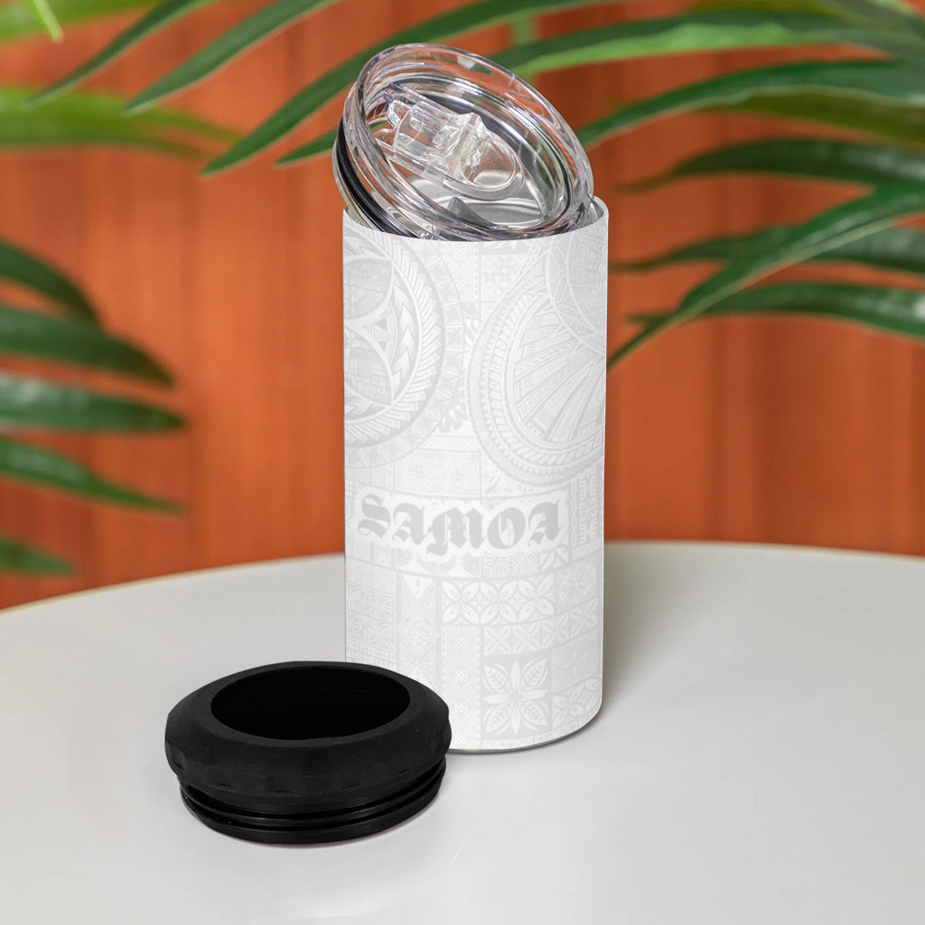Samoa Lotu Tamaiti 4 in 1 Can Cooler Tumbler Tribal Tatau with Siapo Pattern LT03 - Polynesian Pride