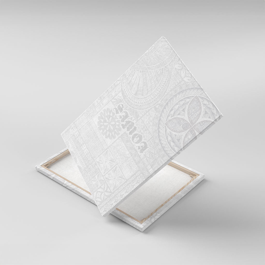 Samoa Lotu Tamaiti Canvas Wall Art Tribal Tatau with Siapo Pattern LT03 With Frame White - Polynesian Pride