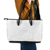 Samoa Lotu Tamaiti Leather Tote Bag Tribal Tatau with Siapo Pattern LT03 - Polynesian Pride