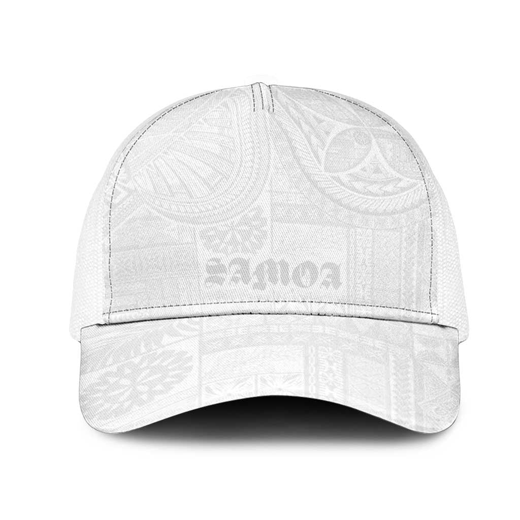 Samoa Lotu Tamaiti Mesh Trucker Cap Tribal Tatau with Siapo Pattern LT03 One Size White White - Polynesian Pride