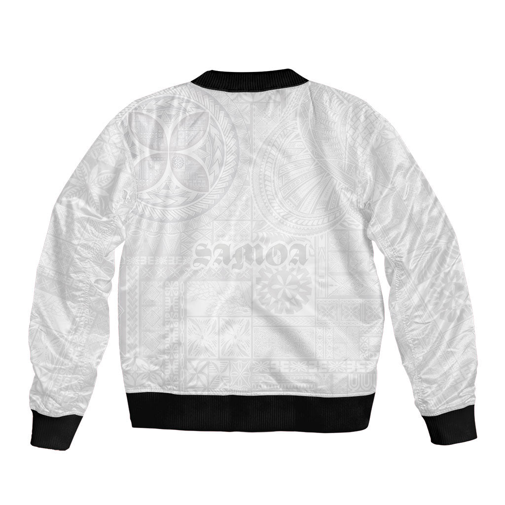 Samoa Lotu Tamaiti Sleeve Zip Bomber Jacket Tribal Tatau with Siapo Pattern LT03 - Polynesian Pride