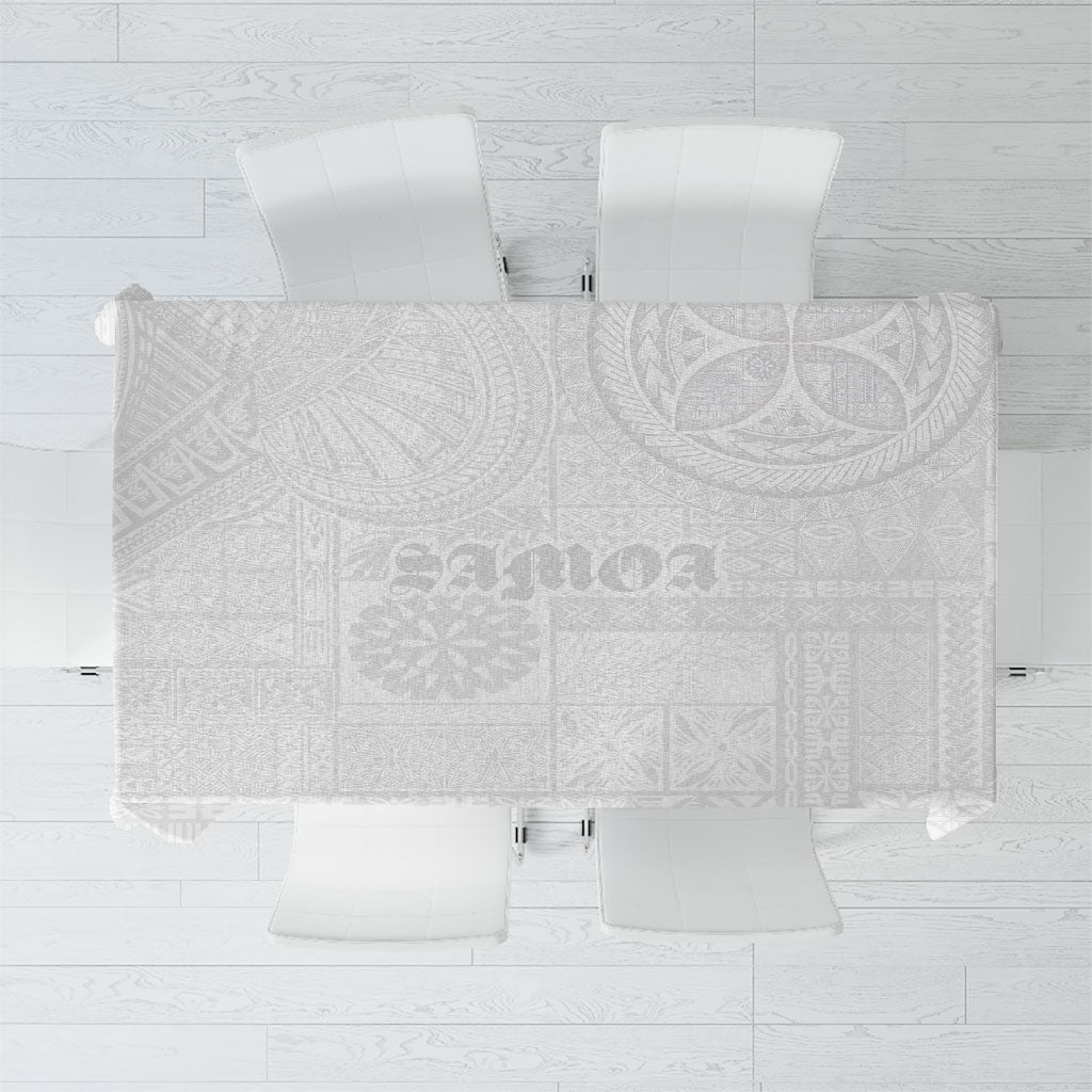 Samoa Lotu Tamaiti Tablecloth Tribal Tatau with Siapo Pattern LT03 White - Polynesian Pride