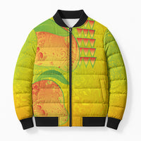 Hawaiian Mango Bomber Puffer Jacket Polynesian Art Pattern and Kakau Tattoo LT03 Unisex Yellow - Polynesian Pride