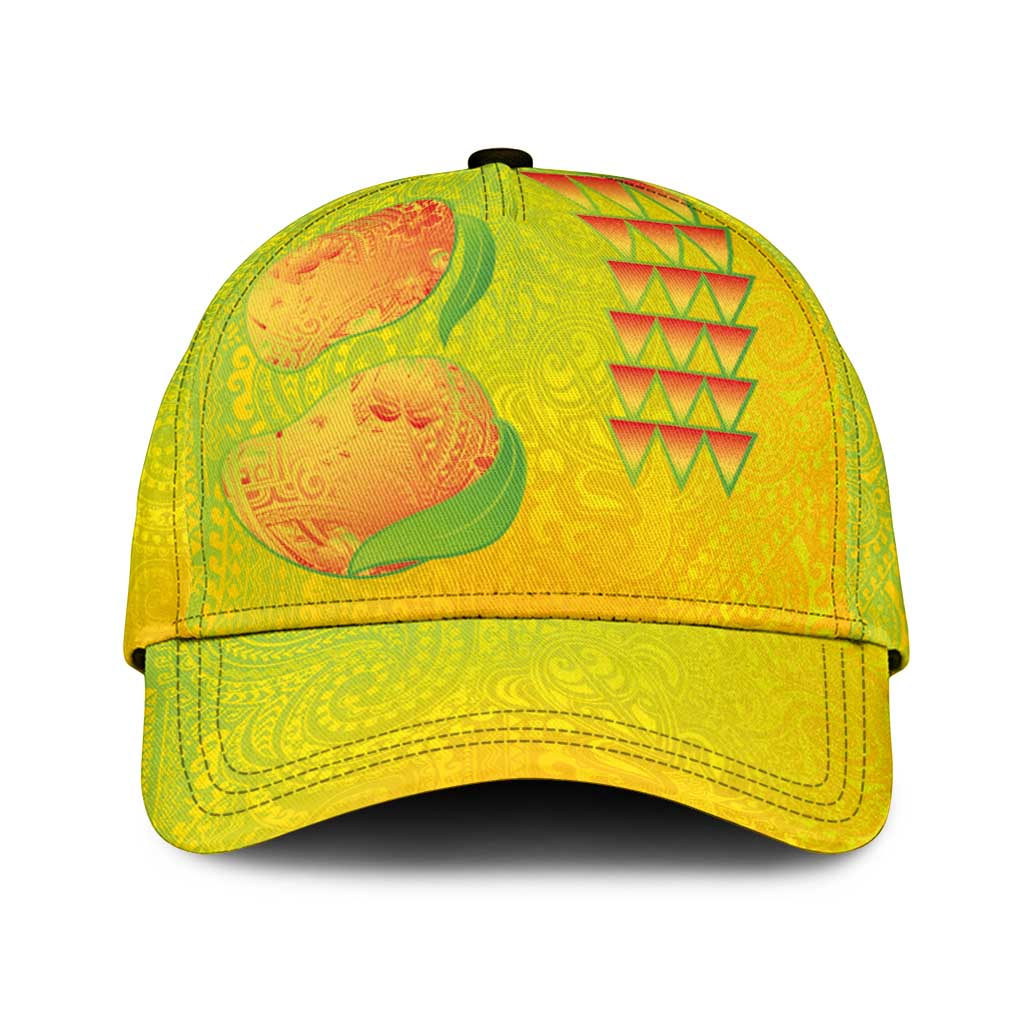 Hawaiian Mango Classic Cap Polynesian Art Pattern and Kakau Tattoo LT03 Universal Fit Yellow - Polynesian Pride