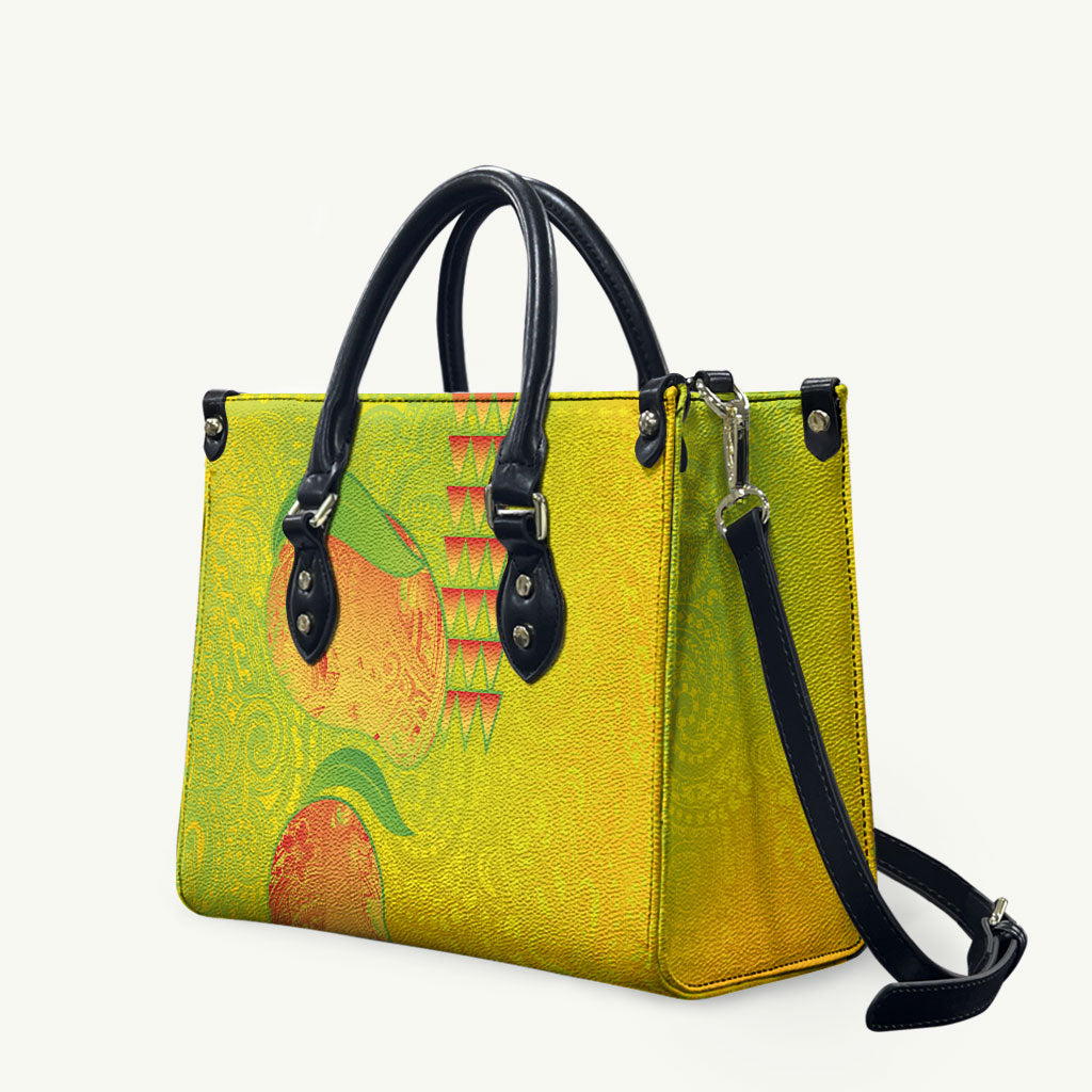 Hawaiian Mango Leather Bag Polynesian Art Pattern and Kakau Tattoo LT03 Yellow - Polynesian Pride