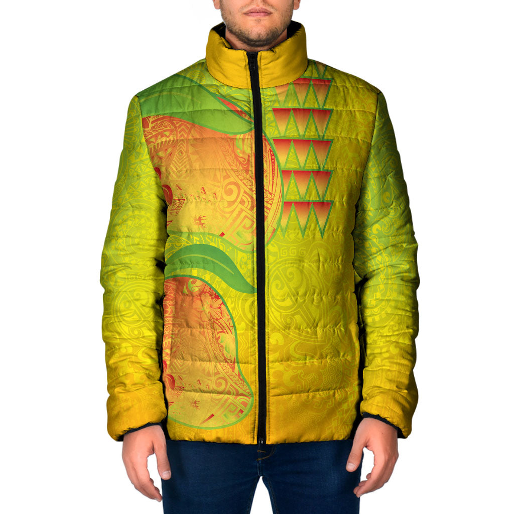 Hawaiian Mango Padded Jacket Polynesian Art Pattern and Kakau Tattoo LT03 Men Yellow - Polynesian Pride