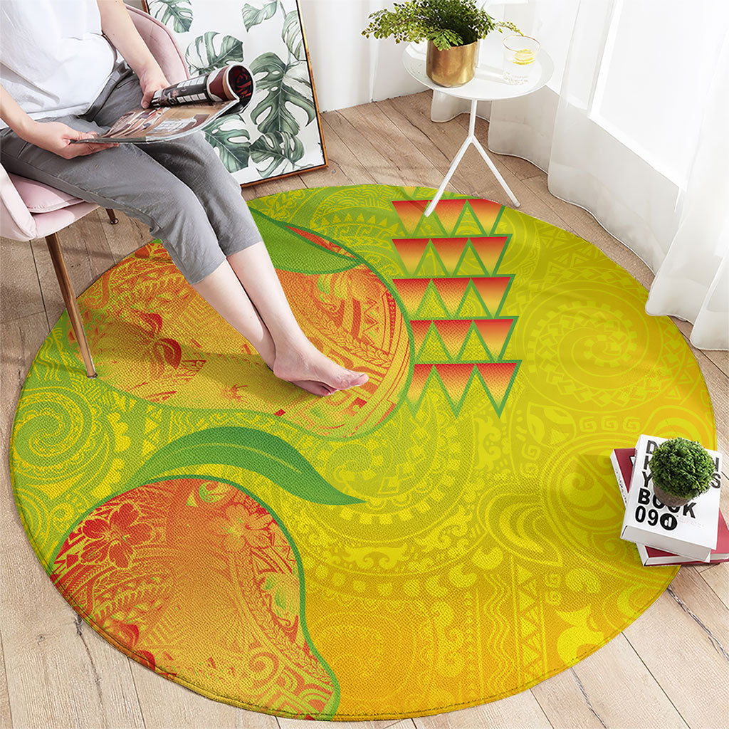 Hawaiian Mango Round Carpet Polynesian Art Pattern and Kakau Tattoo LT03 - Polynesian Pride