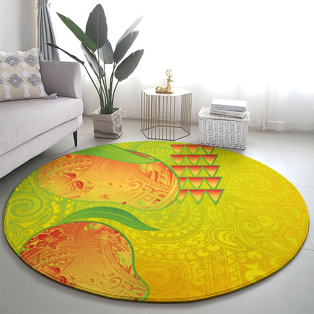 Hawaiian Mango Round Carpet Polynesian Art Pattern and Kakau Tattoo LT03 - Polynesian Pride