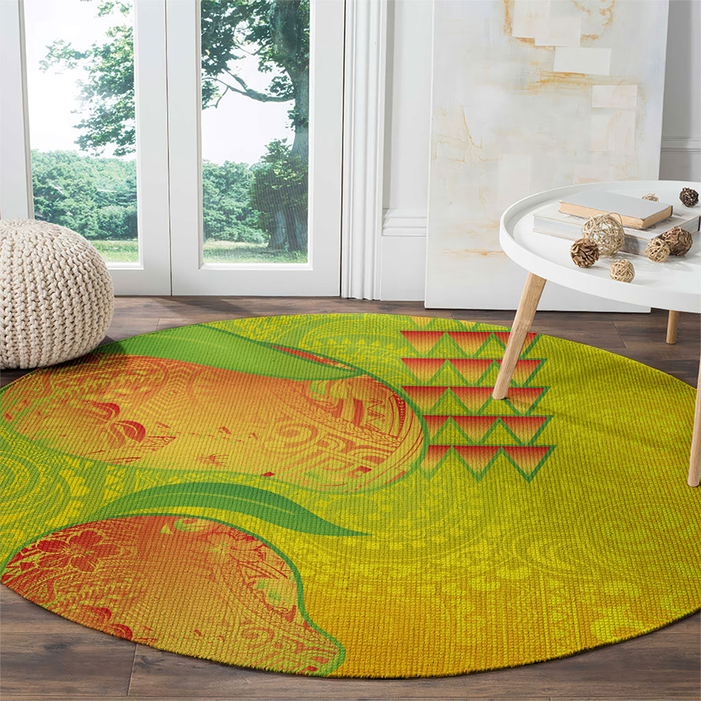 Hawaiian Mango Round Carpet Polynesian Art Pattern and Kakau Tattoo LT03 - Polynesian Pride