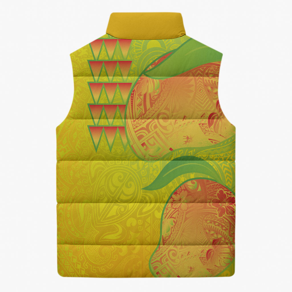 Hawaiian Mango Sleeveless Puffer Jacket Polynesian Art Pattern and Kakau Tattoo LT03 - Polynesian Pride