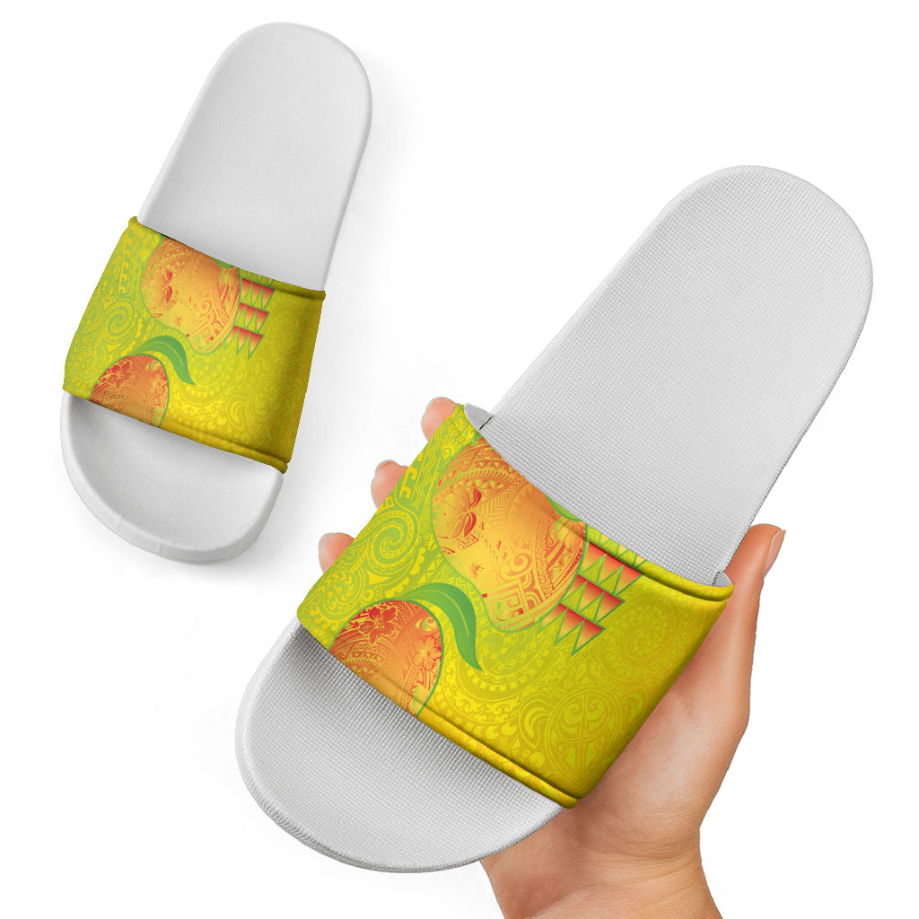 Hawaiian Mango Slide Sandals Polynesian Art Pattern and Kakau Tattoo LT03 - Polynesian Pride