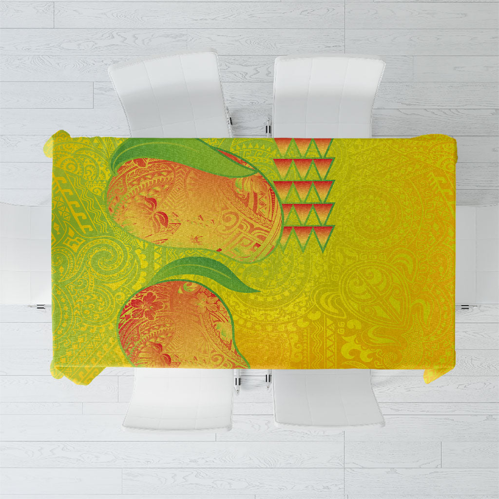 Hawaiian Mango Tablecloth Polynesian Art Pattern and Kakau Tattoo LT03 Yellow - Polynesian Pride
