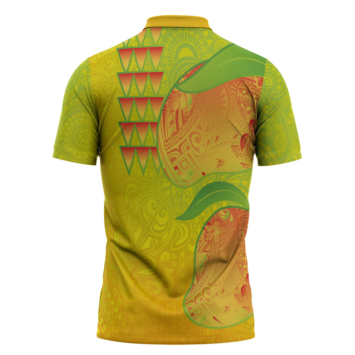 Hawaiian Mango Zipper Polo Shirt Polynesian Art Pattern and Kakau Tattoo LT03 - Polynesian Pride