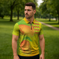 Hawaiian Mango Zipper Polo Shirt Polynesian Art Pattern and Kakau Tattoo LT03 - Polynesian Pride
