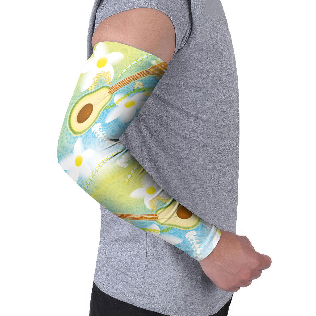 Hawaiian Ukulele Avocado Arm Sleeves Leis and Polynesian Pattern LT03 - Polynesian Pride