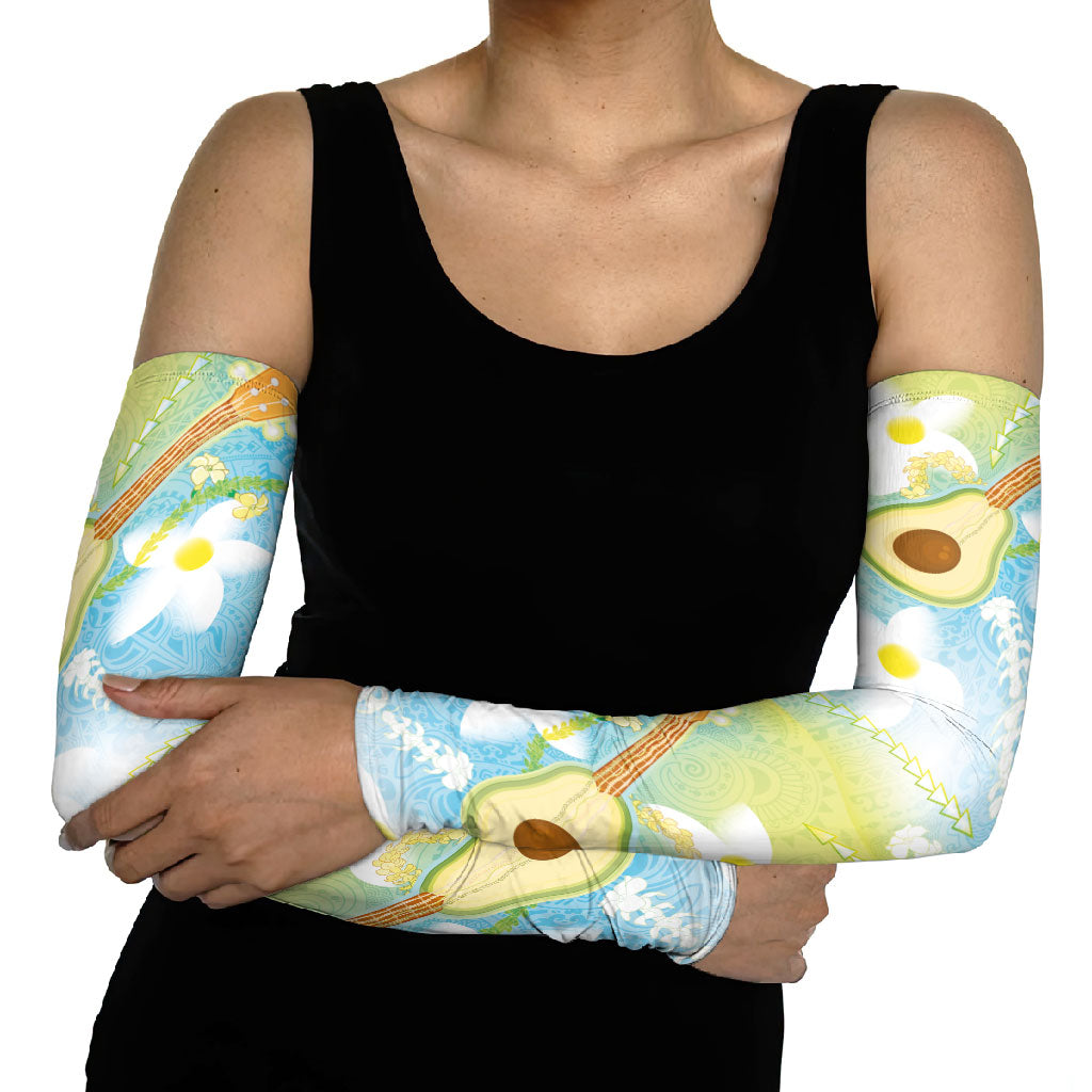 Hawaiian Ukulele Avocado Arm Sleeves Leis and Polynesian Pattern LT03 - Polynesian Pride