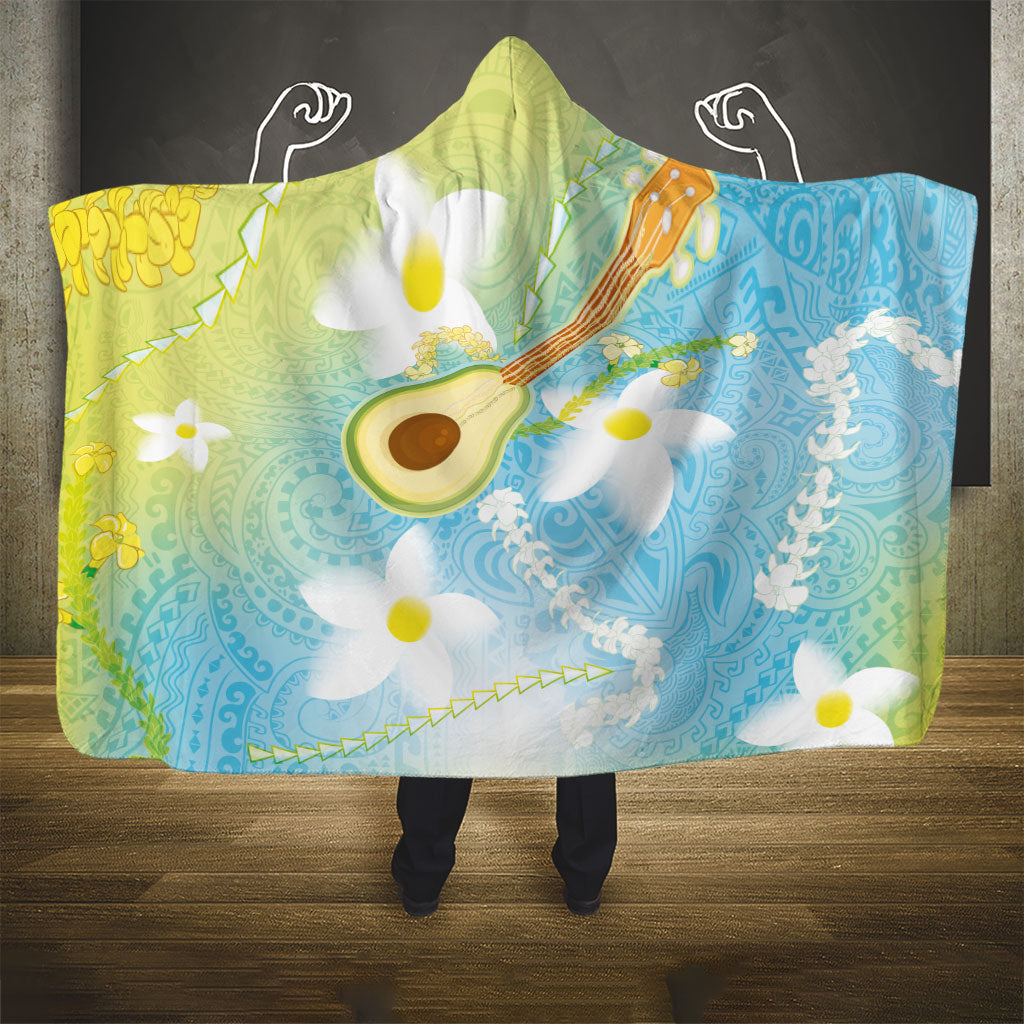 Hawaiian Ukulele Avocado Hooded Blanket Leis and Polynesian Pattern LT03 - Polynesian Pride