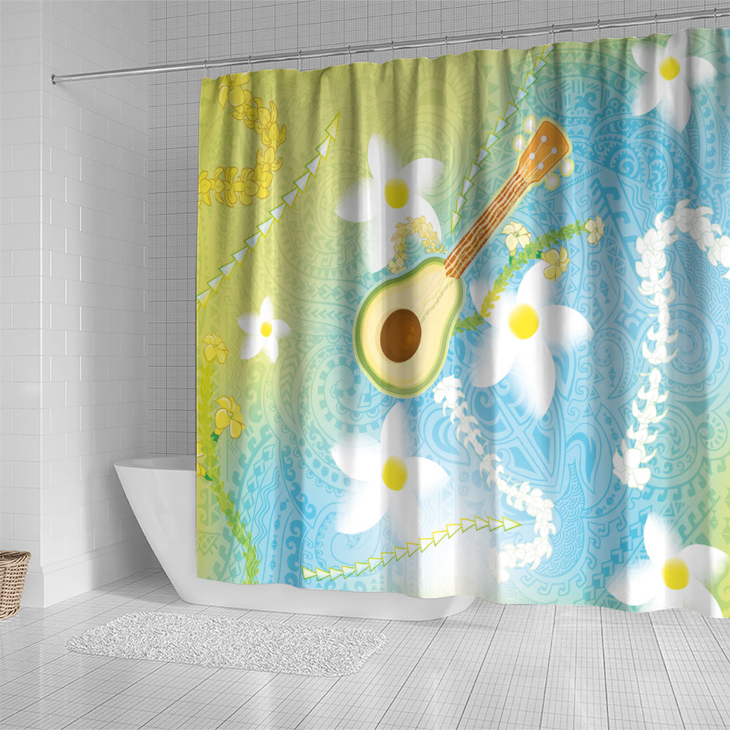 Hawaiian Ukulele Avocado Shower Curtain Leis and Polynesian Pattern LT03 - Polynesian Pride