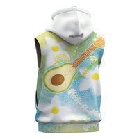 Hawaiian Ukulele Avocado Sleeveless Zip Hoodie Leis and Polynesian Pattern LT03 - Polynesian Pride