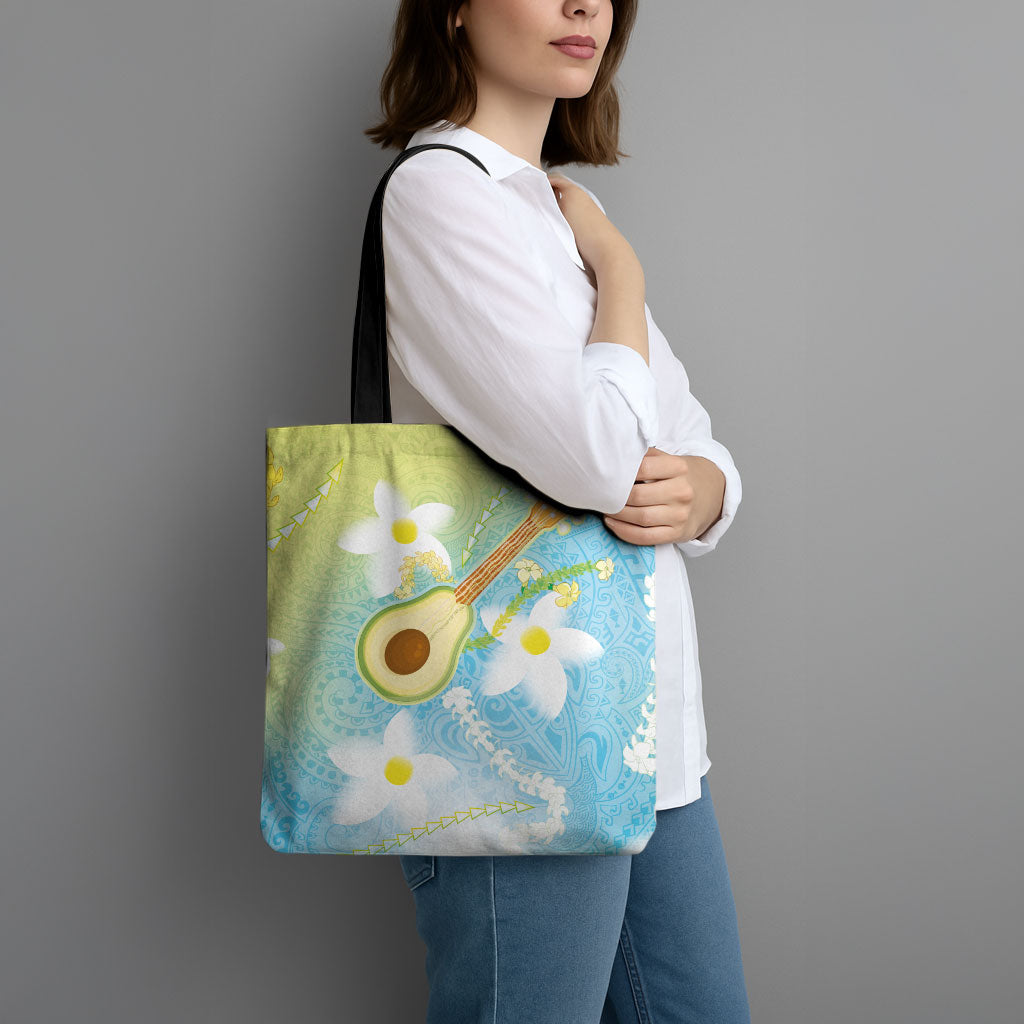 Hawaiian Ukulele Avocado Tote Bag Leis and Polynesian Pattern LT03 - Polynesian Pride
